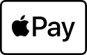 The image shows the Apple Pay logo, featuring a black Apple icon followed by the word "Pay" in bold font, all set against a white background.